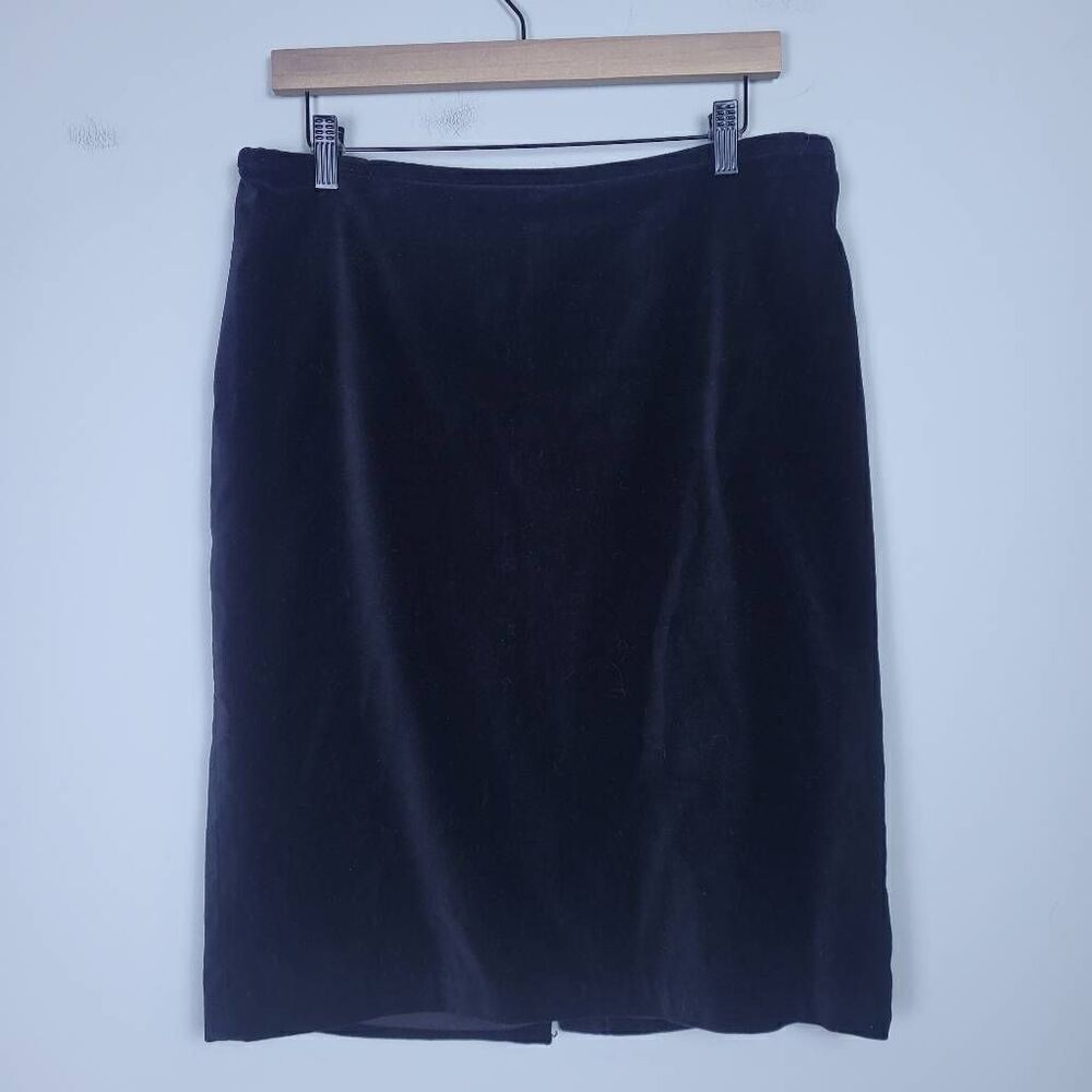 Lauren Ralph Lauren Womens Velvet Pencil Skirt Size 10 Black Knee Length Goth